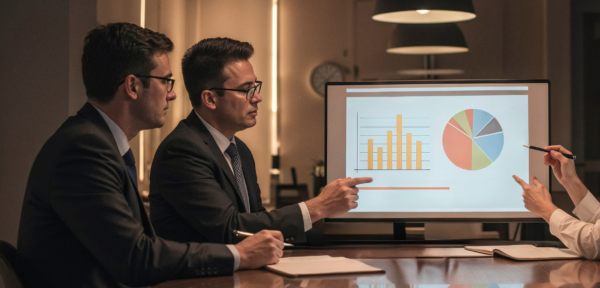 Marketing team reviewing customer engagement analytics as part of a Target Account Management strategy.